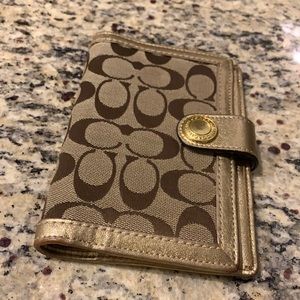 Coach Signature Pocketbook Planner Wallet Holder Brown/Gold